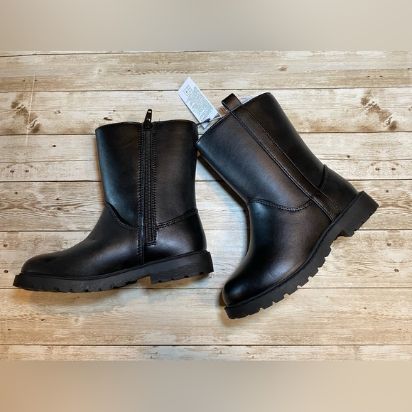 🆕 RESERVED BB Old Navy Toddler Baby Girl’s Faux Leather Side Zip Boots Black - Picture 6 of 11